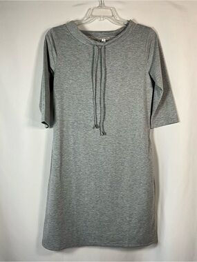 Exclusive’s Dress Size M Gray Casual Midi Drawstring Shift Dress Side Pockets